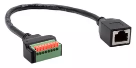 EXSYS EX-49120 RJ45 moteriškas į 8 kontaktų gnybtų bloko adapterio kabelis, CAT.6, 30 cm, su mygtuku