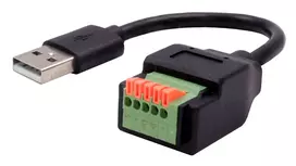 EXSYS USB-A kištukas į 5 kontaktų gnybtų bloko adapterio kabelis su mygtuku, USB 2.0, 15 cm EX-49129