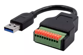 EXSYS EX-49127 USB-A male to 10-Pin Terminal Block adapterio kabelis su mygtuku, USB 3.2 Gen 1, 15 cm