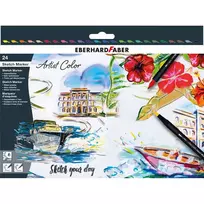 Faber-Castell Eberhard Faber Artist Color dvigubo antgalio flomasterių rinkinys, 24 vnt., plonas ir teptuko antgaliai, įvairios spalvos 558224