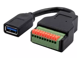 EXSYS EX-49126 USB-A moteriškas prie 10 kontaktų gnybtų bloko adapterio kabelis su mygtuku, USB 3.2 Gen 1, 15 cm