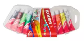 Kores Tempera dažų rinkinys, 12 didelio pigmento spalvų 12 ml aliuminio tūbelėse, maišomos, plastikiniame dėkle FF72412