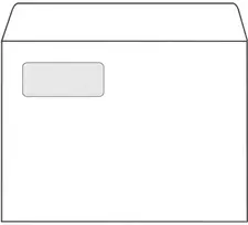 Vokai E5, 156x220mm, 80g, su langeliu 30x90mm kairėje pusėje, su nuplėšiama juostele, baltos spalvos, 1000vnt