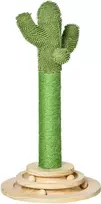 "PawHut" kaktuso dizaino kačių draskyklė, pušies mediena ir sizalio virvė, su mediniu kamuoliuku-žaisliuku, 60 cm, žalia + gamta