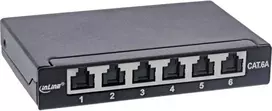 EFB InLine® Cat.6A pataisų laukas 0,5HE 6 vietų, stalas/siena/DIN bėgis juodas nuo dulkių