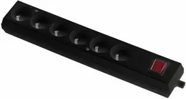 Jonex Nešiojamas šešiagubas lizdas 16A 2P+Z 250V su jungikliu juodas GN-670WS