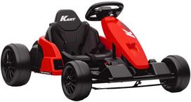 24V Elektrinis kartingas, drifto režimas, reguliuojama sėdynė, 5 taškų saugos diržas, muzikos funkcija, signalas, 6-12 metų, raudonas
