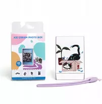 LoveInstant dėklas „Futerał“ dėžutė + nuotraukų rėmelis Fuji Instax Mini Xiaomi HP Kodak Zink / permatoma / violetinė su blizgučiais / kačiukas