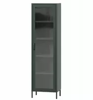 Jan Nowak Stiklinė vitrina salonui siaura butelinė žaluma Modern LUIGI 500 x 1800 x 350 mm