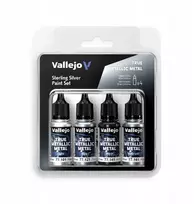 Vallejo Vallejo: 77.251 - True Metallic Metal - Sidabro dažų rinkinys
