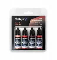 Vallejo: 77.254 – True Metallic Metal – Rubino raudona dažų rinkinys