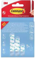 3M lipnios juostelės COMMAND™ (17200), keičiamos, 4 didelės + 4 vidutinės + 8 mažos, permatomos