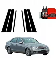 GrizzGlass Juoda plėvelė stulpams GrizzGlass BodyShield, skirta Mercedes Benz C klasė W204 Sedan (2007-2011) [6w1]