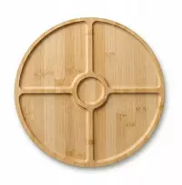 Excellent Houseware Apvalus besisukantis padėklas užkandžiams patiekti GIRO, Ø 33 cm, bambukas