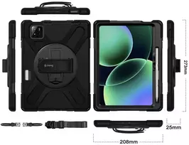 „Crong Defender Plus“ planšetinio kompiuterio dėklas – šarvuotas dėklas „Xiaomi Pad 8 / 8 Pro / Pad 7 / 7 Pro“ 11,2'' (juodas)