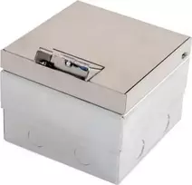 Alfako Grindų dėžutė iš šlifuoto nerūdijančio plieno max 2x4 mod 95x140x140mm PP2M-B