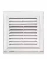 Ventika Vėdinimo grotelės 180x180mm su tinkleliu ir apvaliu flanšu fi 125mm baltos EL180AK