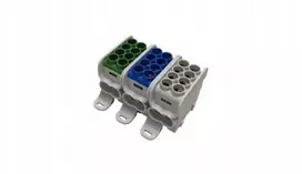 MOREK Paskirstymo blokas - skirstomasis HLAK25 (MAG) 3P pilkas, mėlynas, žalias 2xAl/Cu 25mm+16mm 1000VAC/1500VDC MAG3251ABG