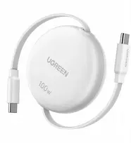 Ugreen Ugreen L531 USB-C į USB-C kabelis, PD 100W, susukamas, 1m (baltas)