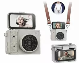 Skaitmeninis fotoaparatas Xrec Mini Fotoaparatas Kamera Retro Video 2k Pakabukas Raktų pakabukas Sukamas Ekranas / Xrec X7 / Smėlio spalvos
