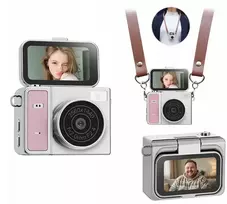Skaitmeninis fotoaparatas Xrec Mini Fotoaparatas Kamera Retro Video 2k Pakabukas Raktų pakabukas Sukamas Ekranas / Xrec X7 / Rožinė - Pilka