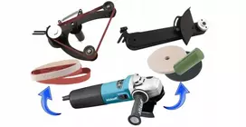 Šlifuoklis Glob INOX2 Nerūdijančio plieno apdirbimo rinkinys (šlifuoklis Makita 9565CVR, GS01-00, GS07-00, šlifavimo medžiagų rinkinys)
