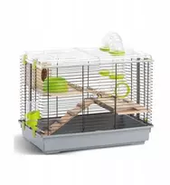 Panama Pet Laikina graužikų narvelis, PINO NATURA, su mediniais elementais, pilkas, 45 x 27 x 34 cm