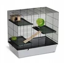 Panama Pet Graužikų narvas, HORACIO NATURA, su mediniais elementais, pilkas, 75 x 47 x 73 cm