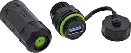 InLine USB-A kabelio jungtis trumpa IP68 2x USB-A lizdas ekranuotas
