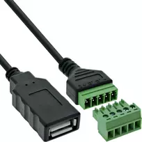 InLine USB-A lizdas į 5 kontaktų terminalo jungtį su kabeliu