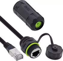 InLine Cat.6A kabelio jungtis IP68 RJ45 lizdas į kištuką 20cm
