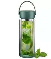 Gertuvė Vialli Design su dvigubomis sienelėmis ir arbatinuku Fuori 350 ml žalia (30213)
