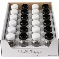 Vialli Design Prieskonių stiklainių rinkinys Vilagio 12 balti + 12 juodi 1333