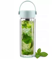 Gertuvė Vialli Design Dvisienis butelis su arbatinuku Fuori 350 ml mėtinė 30190