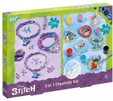 Totum : Disney Stitch – 2 in 1 kūrybiškumo rinkinys (modelio dažai ir apyrankių pakabukai) (TT700178)