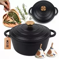 Atusa Emaliuotas ketaus puodas 22cm 3L HAGE juodas matinis (DQ22-blackmatt)