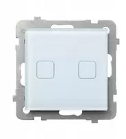 Ospel Sonata Touch Dviejų grupių jutiklinis jungiklis su žvakės funkcija 10AX IP20 baltas stiklas ŁPDT-2RS/m/31 su apšvietimu + wi-fi 230V 50/60Hz