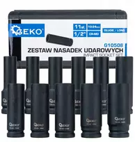 Geko Ilgų smūginių antgalių rinkinys 11 vnt. 1/2'' 10-24mm CR-MO (10)