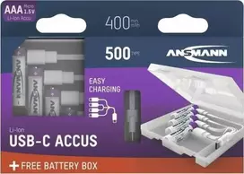 Ansmann 1311-0035 Li-Ion akumuliatoriai Micro AAA tipas 500 (min. 400 mAh) 4 vnt. su dėžute
