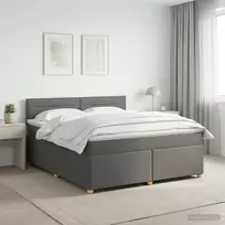 Spyruoklinė lova su čiužiniu Tamsiai pilka 180 x 200 cm Audinys