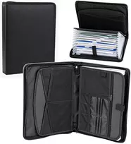 Lean A4 dokumentų dėklas su skyriais ir užtrauktuku, juodas, 36,5 × 27 × 5,5 cm
