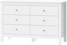 Komoda su 6 stalčiais, balta, 118 × 39,5 × 75,5 cm
