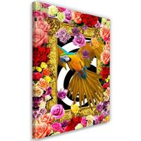 Canvas print, Parrot and colourful flowers 40x60 įvairiaspalvis