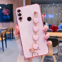 Skirtas „Huawei P30Lite Case“ prabangiems galvanizuotų širdies apyrankių laikiklio dėklams, skirtiems „Huawei P20 P30 P40 Lite Pro Mate 20 20X 30 Y9S Y7P“ P Smart 2021 rožinė