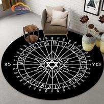 Pentaklio simbolio kilimas, masonų apvalus kilimas, ožkos galvos šėtono kilimas, „Ouija“ lenta su rankomis okultizmo kilimėlis „Watchcraft Goth“ kilimas 80cm