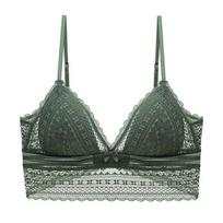 Moterų trikampė taurė nėriniuota liemenėlė Seksualus apatinis trikotažas belaidė liemenėlė Itin ploni apatiniai, surenkami „push Up Bralette“ S jaspis