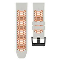 Silikoninis 26 mm 22 mm riešo dirželis Garmin Fenix 6X 6 Pro 5X 5 Plus 7X 7 3HR 935 945 Enduro 2 QuickFit laikrodžio apyrankė Correa For Garmin 22mm oranžinė/balta