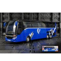1/32 mastelio apžvalginio autobuso modelio transporto priemonės žaislas su garsu ir šviesa, patraukiamas automobilio žaislas vaikams Kalėdų dovana 1/32-Size:23.5*6.5*4.5cm mėlyna
