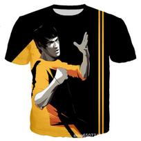 Vasaros mados Kung Fu serijos 3D spausdinti vyriški laisvalaikio O formos kaklo trumpomis rankovėmis marškinėliai Sportinė apranga Šauni gatvės apranga Per dideli viršutiniai drabužiai 6XL yellow