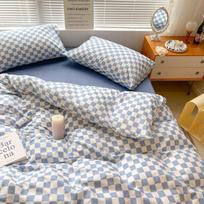 Keturių dalių rinkinys iš skalbto medvilnės, paklodė, antklodės užvalkalas, trijų dalių rinkinys bendrabučiui, viengulė patalynė. 1.2m bed white